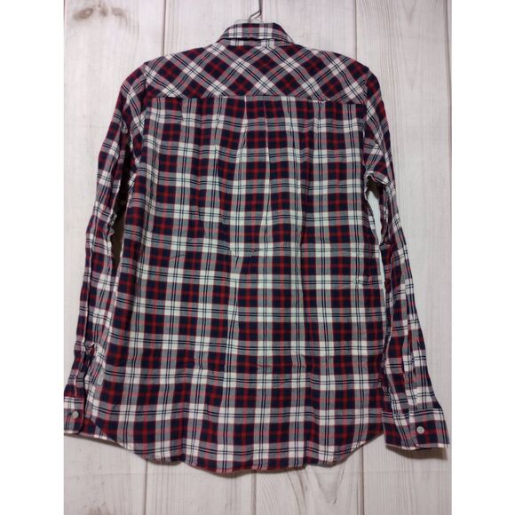 Eddie Bauer Shirt Ladies Small Navy Red Button Front - Picture 2 of 7